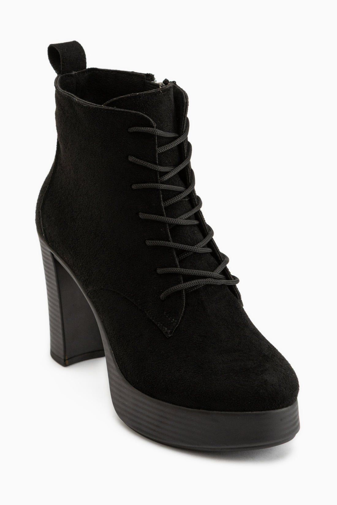 Camia Black Suede Lace-Up Platform Women’s Boots