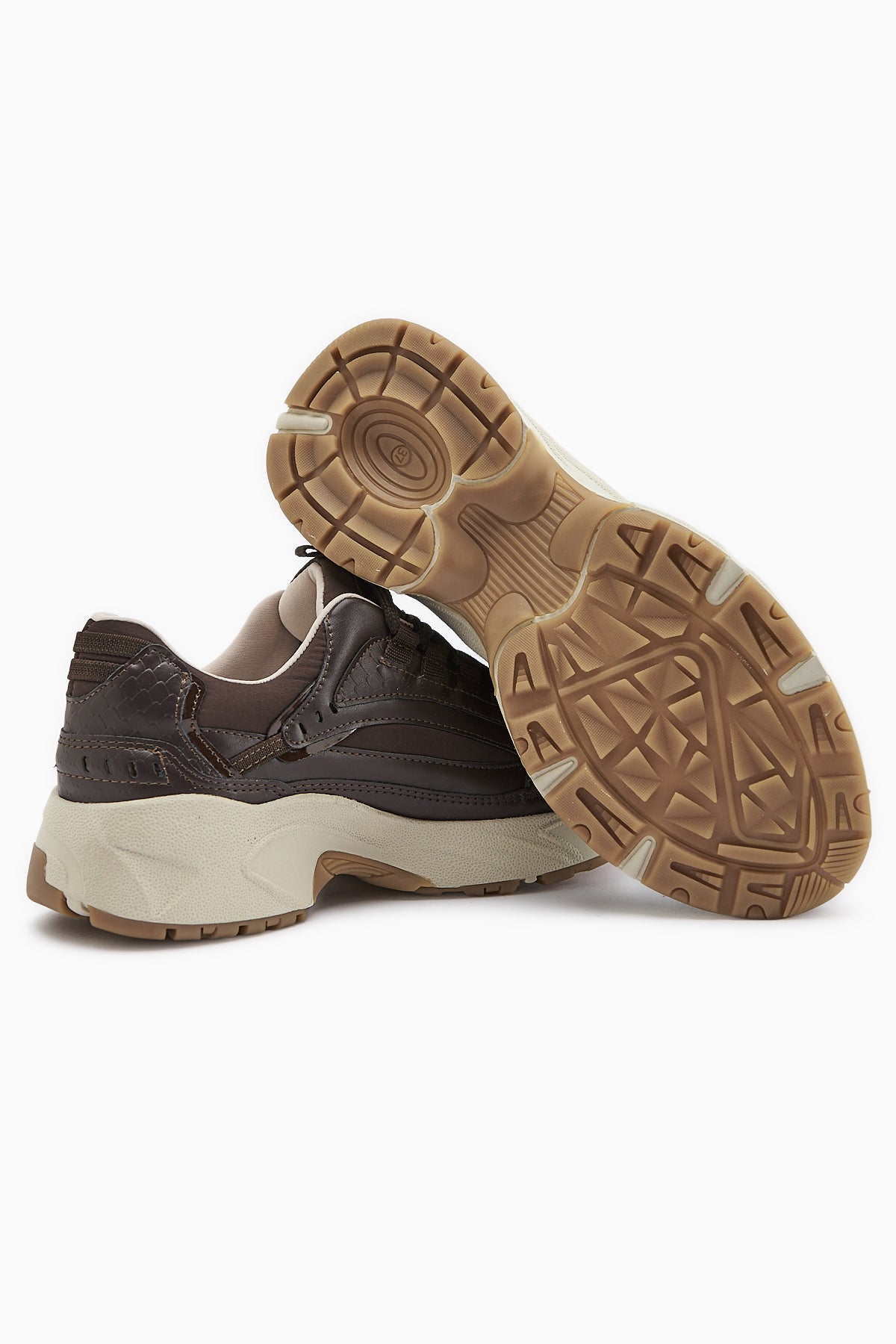 Caisa Coffee Textile Detailed Lace-Up Women's Sneakers