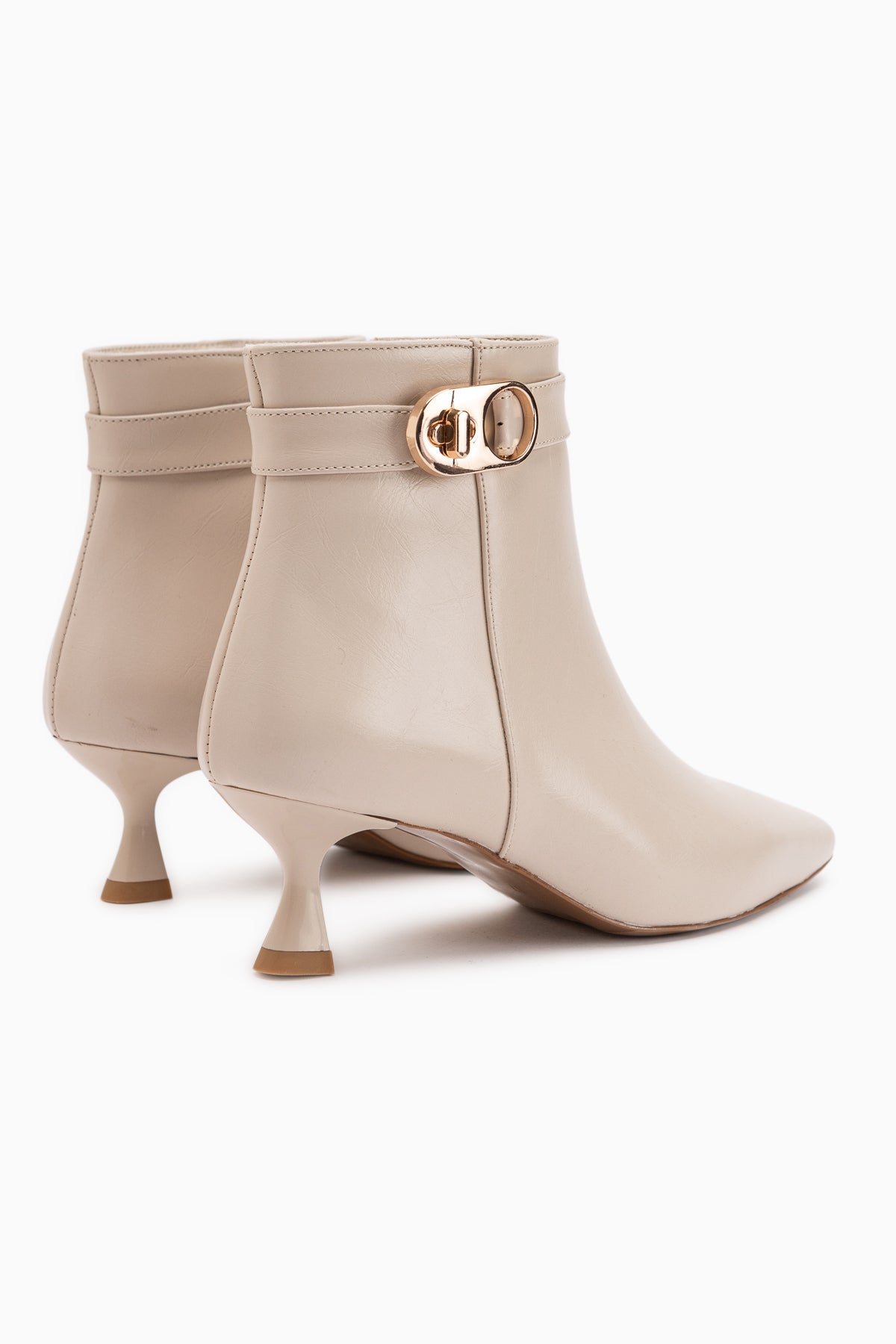 Kathie Beige Buckle Detailed Women’s Boots