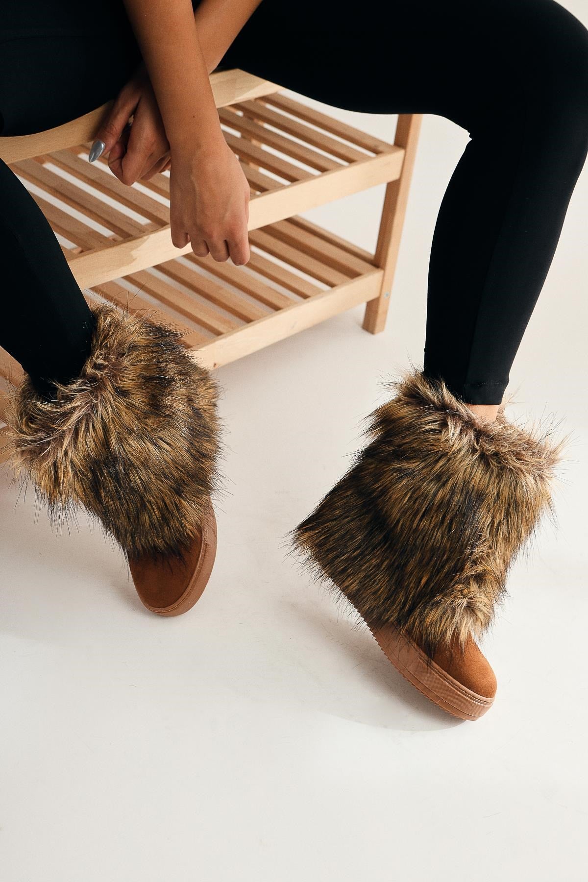 Randi Tan Suede Hidden Wedge Feathered Women’s Boots