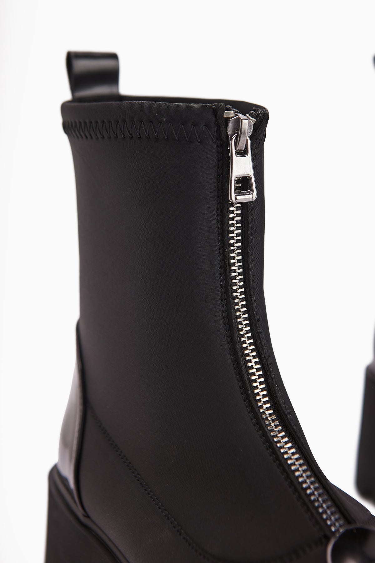 Narisa Black Patent Leather Front Zip Women's Stretch Boots