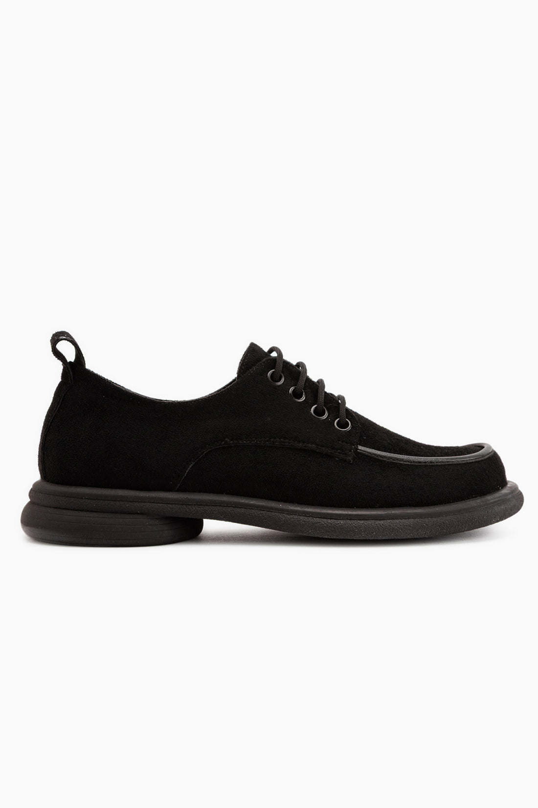 Charis Black Suede Lace-Up Thick Sole Women’s Loafer