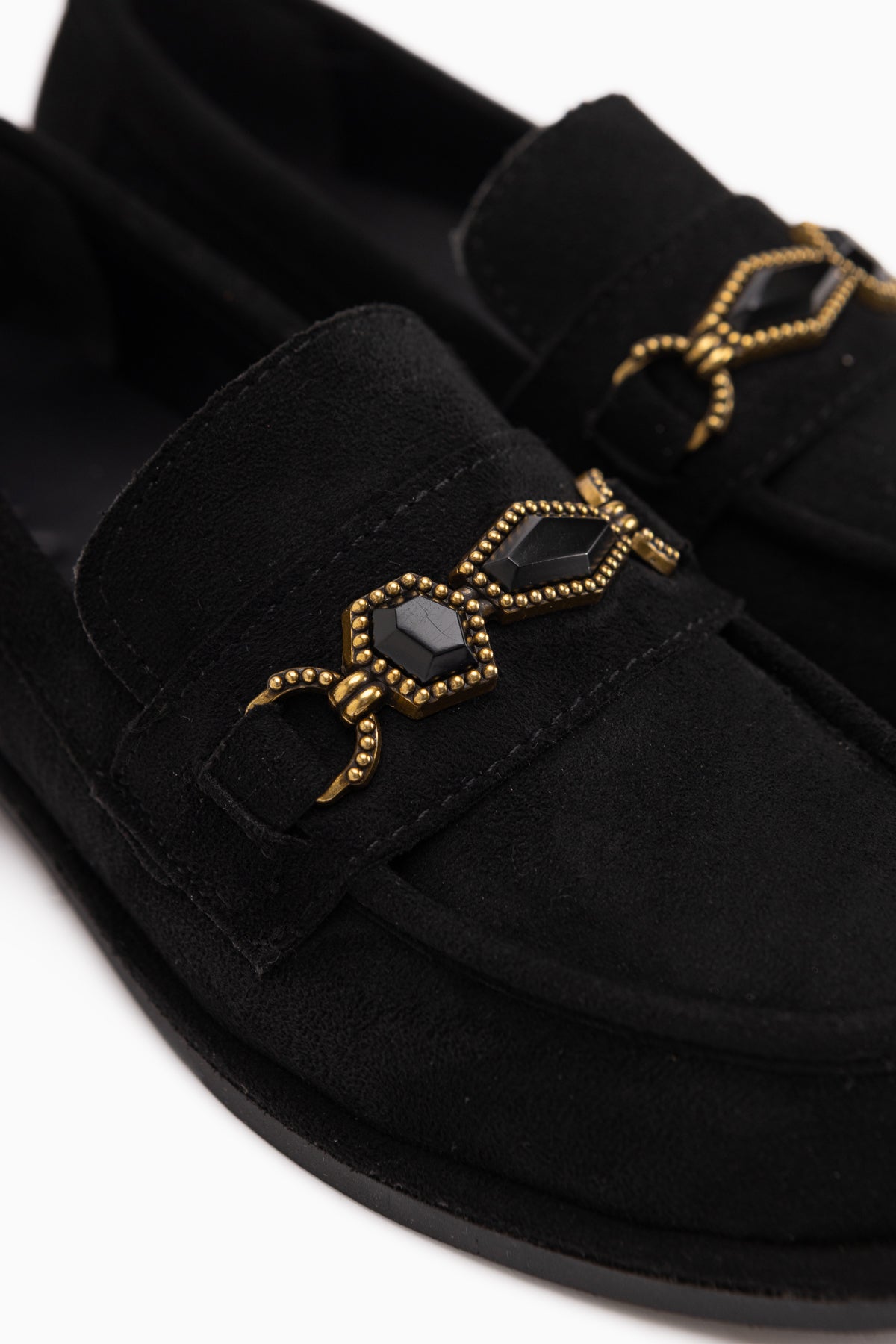 Callie Black Suede Stone Women’s Loafer Shoes