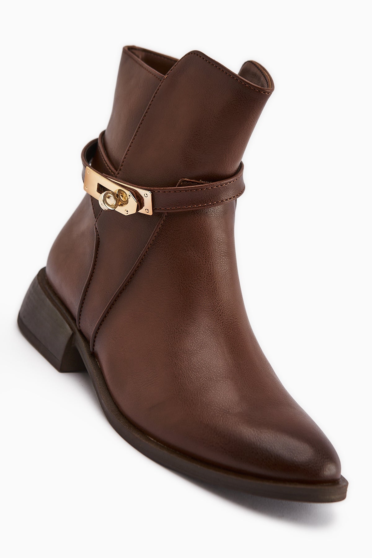 Tinna – Cognac Buckle-Detail Boot (Women)