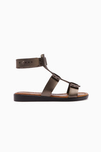 Genuine Leather Rayen Platinum Three Strap Studded Women’s Sandal