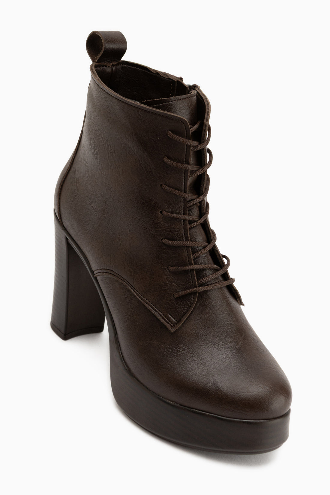 Camia Brown Lace-Up Platform Heeled Women’s Boots