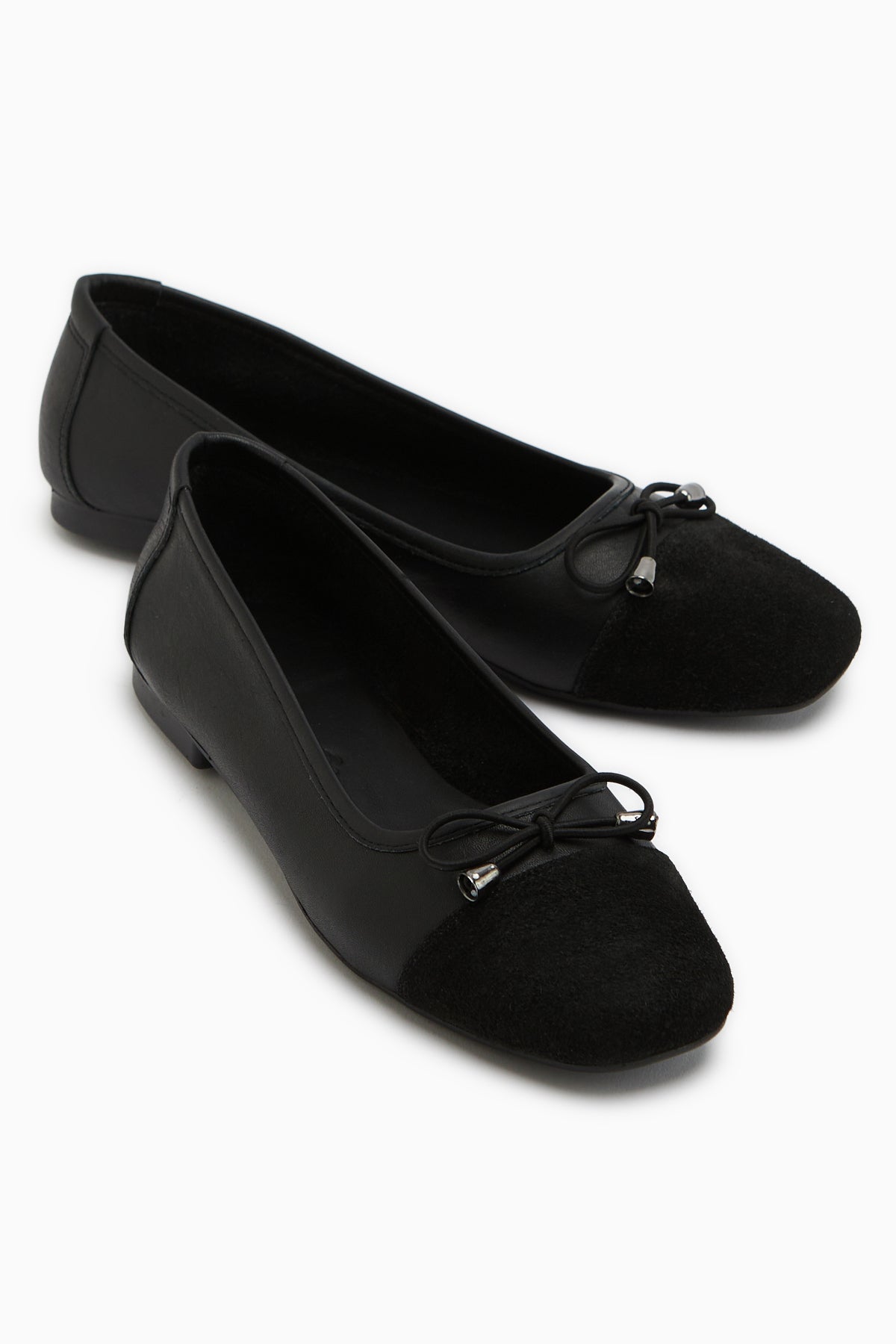Anjela Genuine Leather Black Bow Detailed Women’s Ballet Flats