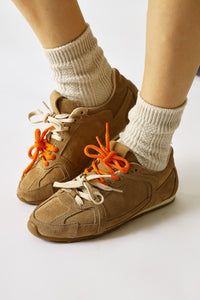 Sue Genuine Leather Mink Suede Double Lace-Up Sneakers