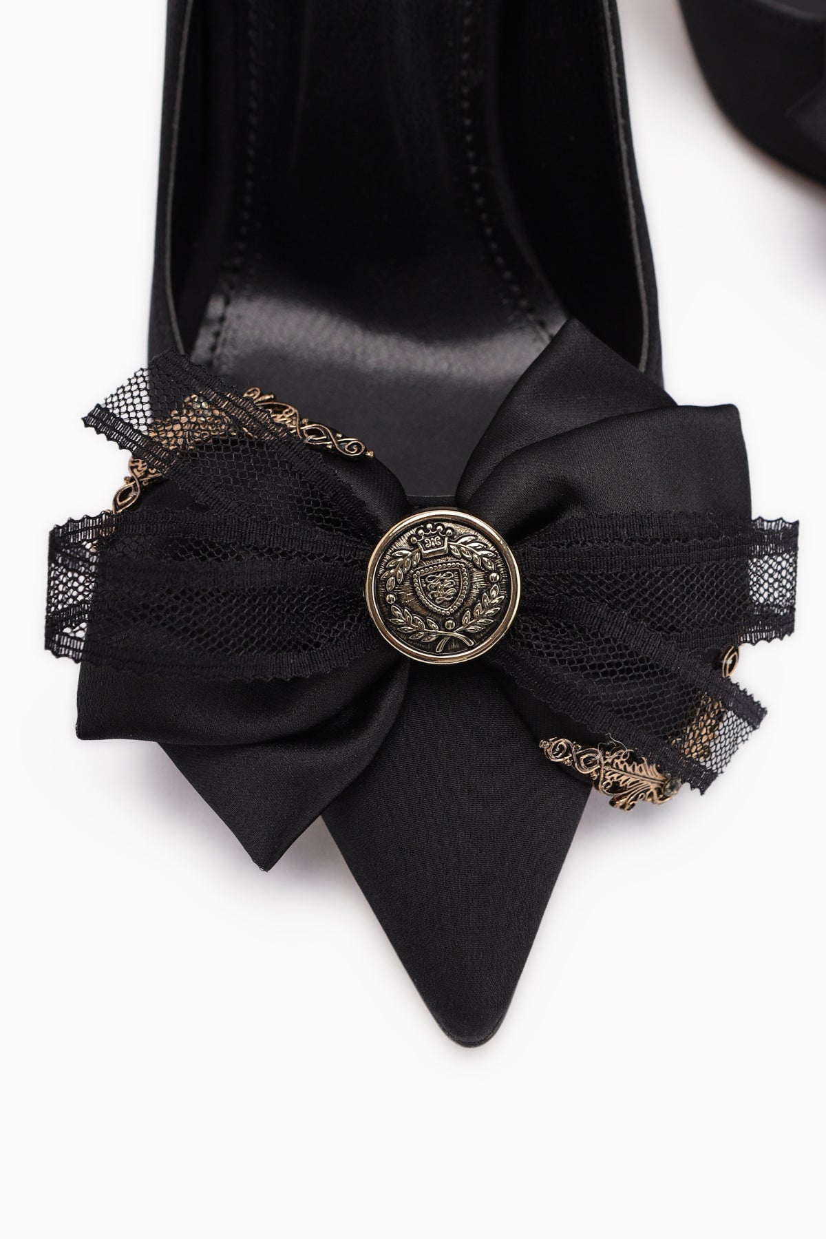 Tina – Black Satin Buckle-Detail Stiletto Heeled Shoe (Women)