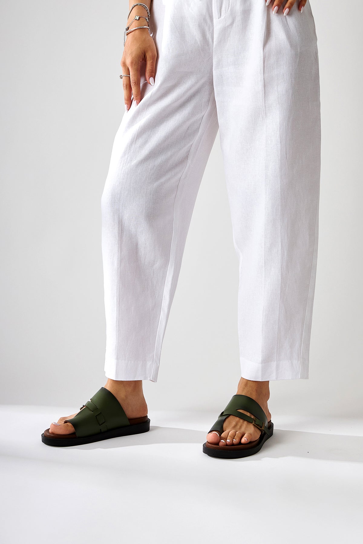 Enisa – Olive Toe-Post Slide (Women)