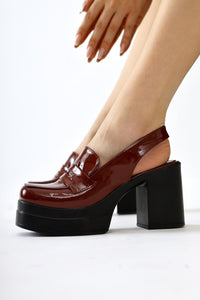 Neval – Burgundy Patent Platform Heel with Cutout Casual Shoe (Women)