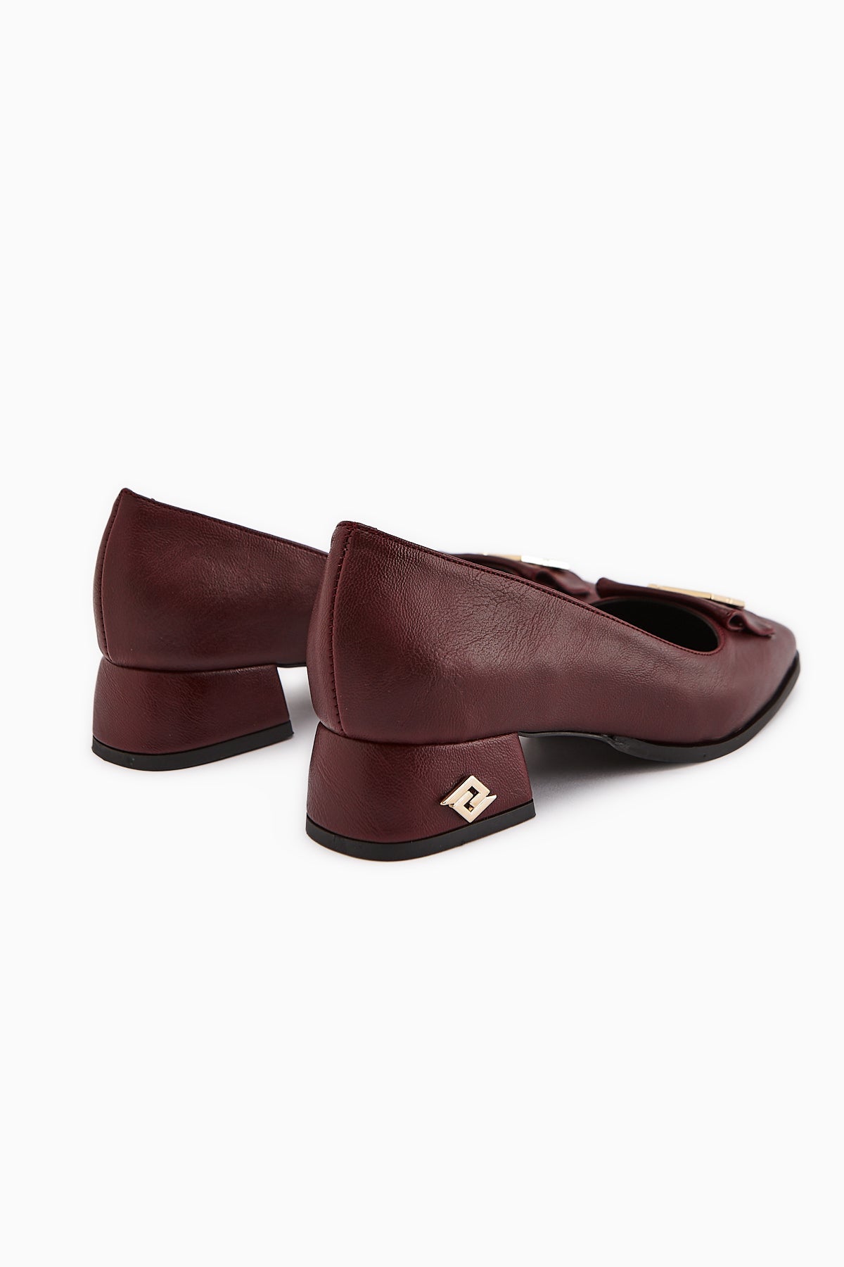 Emmy Burgundy Buckled Low Heel Women's Shoes
