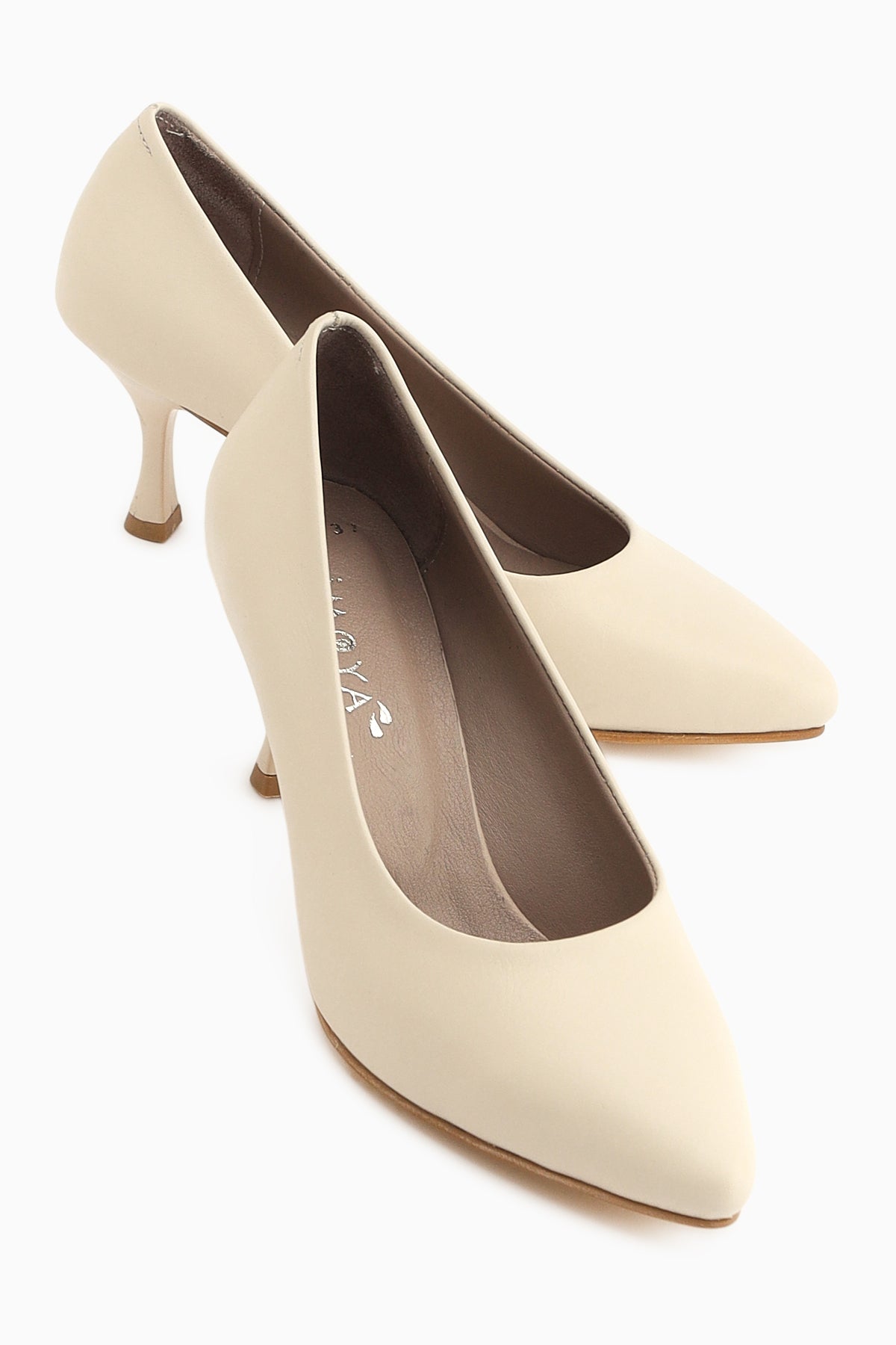 Kiara Genuine Leather Beige Women’s Heeled Shoes Stiletto