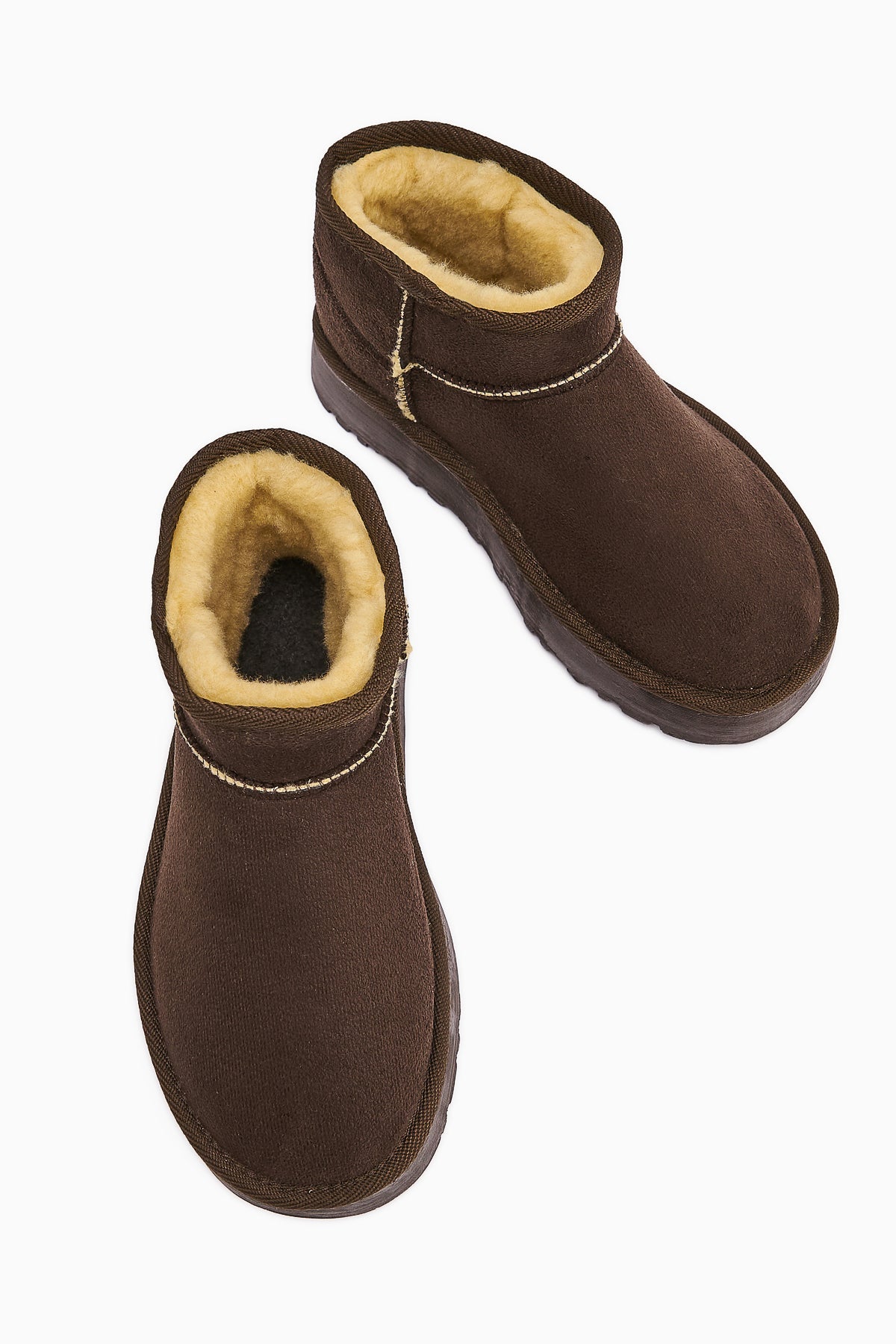 Lilly-Anne – Brown Suede Vegan Material, Vegan Fur-Lined Ankle Boot (Women)