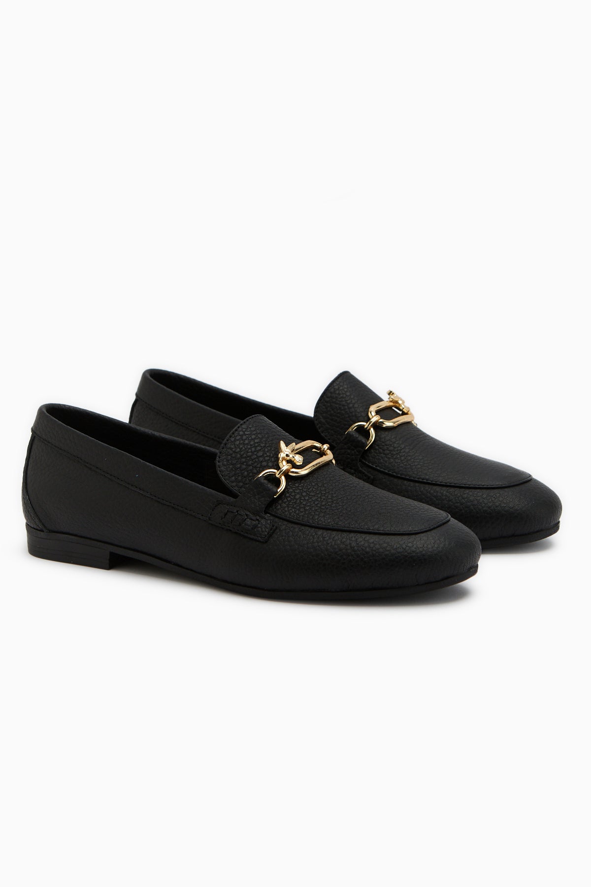 Alessa Genuine Leather Black Buckled Women’s Loafer Casual Moccasin Shoes