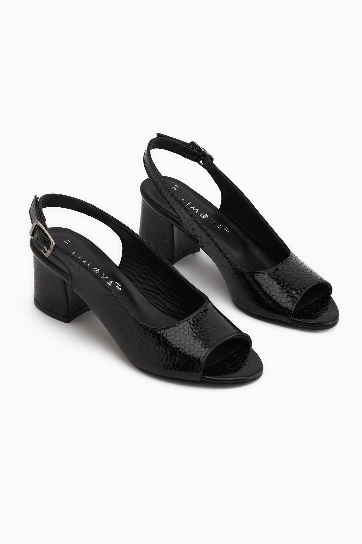 Catia Genuine Leather Black Snake Pattern Women’s Sandal
