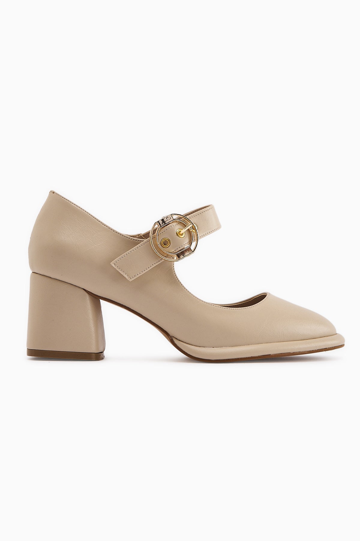 Nana – Beige Buckle-Detail Heeled Shoe (Women)