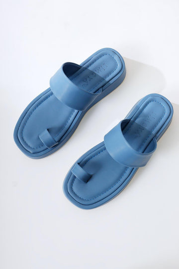 Deeman Blue Thick-Sole Flip Flops