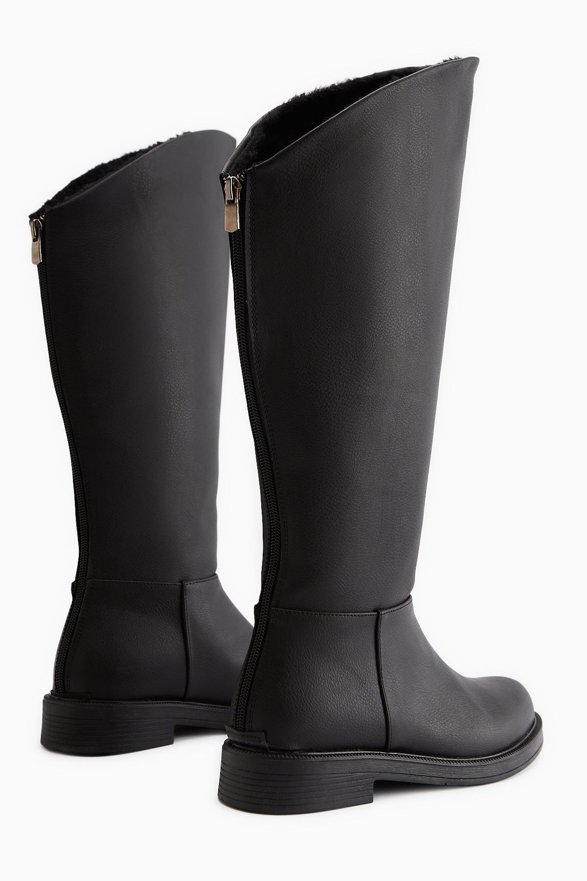 Gigi Black Foldable Fur-Lined Zippered Boots