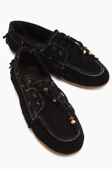 Rania Genuine Leather Black Women’s Loafer Shoes