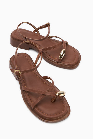 Lissi Black Cross-Strap Thong Sandals with Buckle