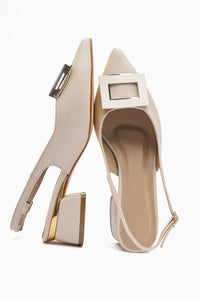 Tiana Beige Buckled Heeled Women’s Shoes