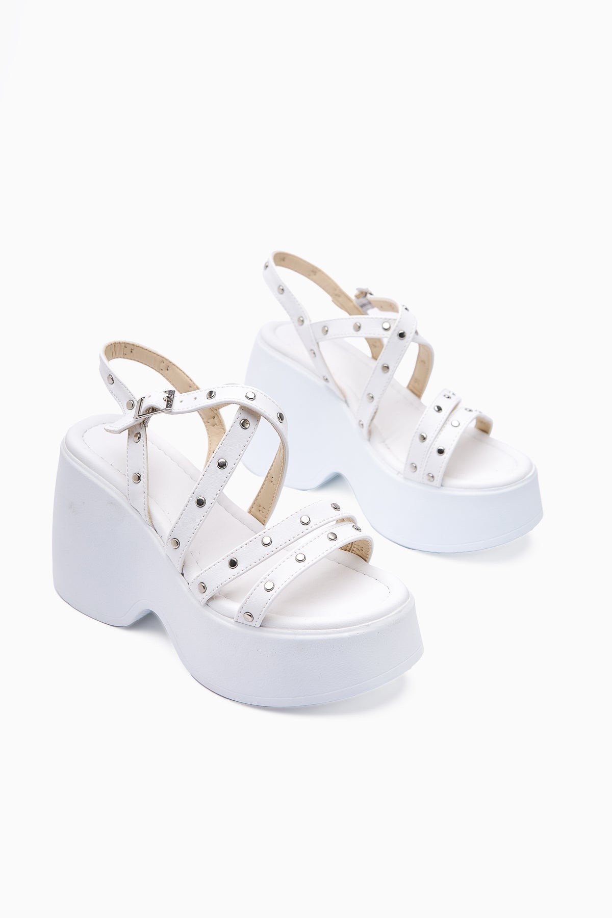 Ying White Strappy Platform Heels Women's Sandals