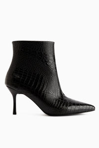 Brenda Black Crocodile Heeled Women’s Boots