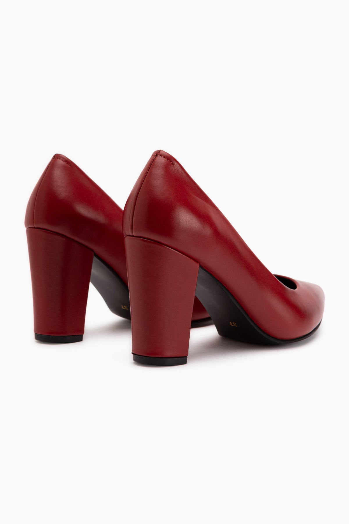 Emily Genuine Leather Red Thick Heeled Women’s Shoes
