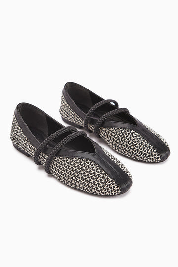 Gwen Black Elastic Detail Women's Ballet Flats