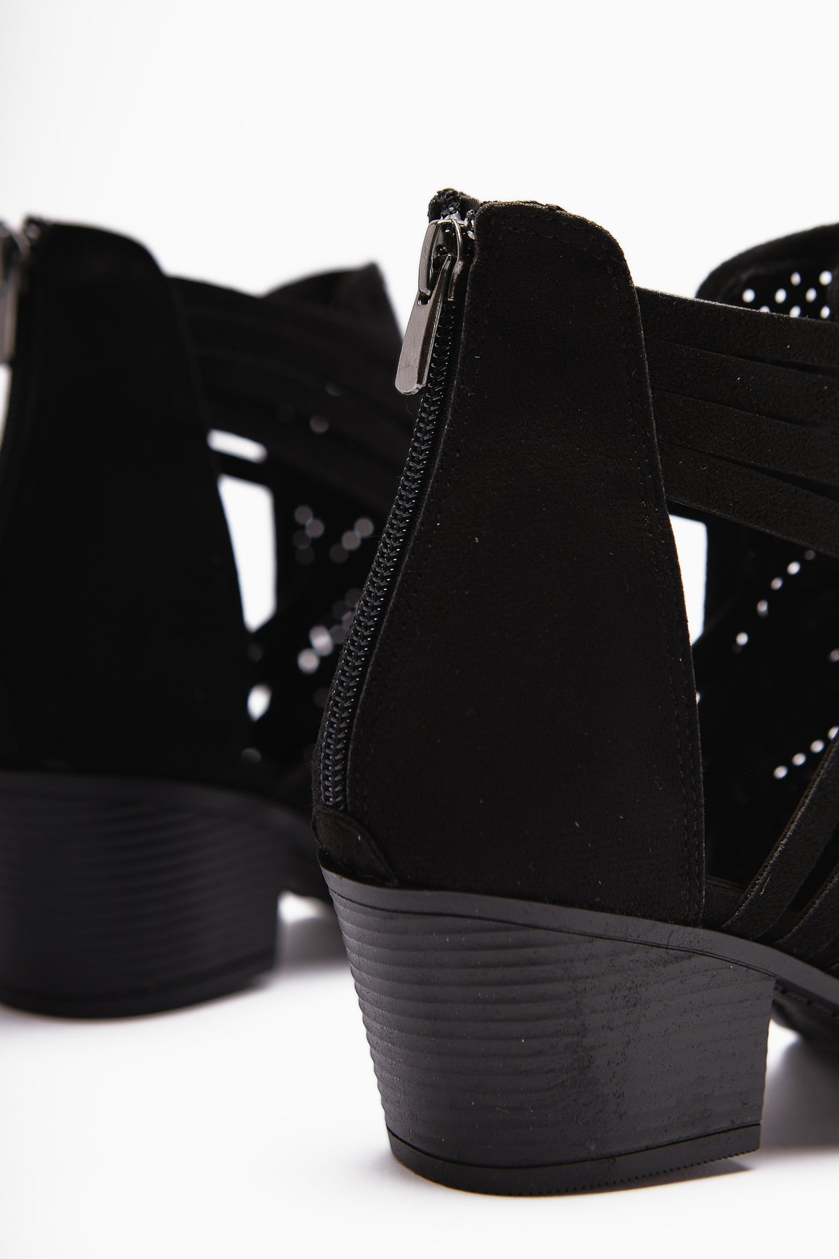 Kimia Black Suede Zippered Chunky Heel Women's Western Summer Boot