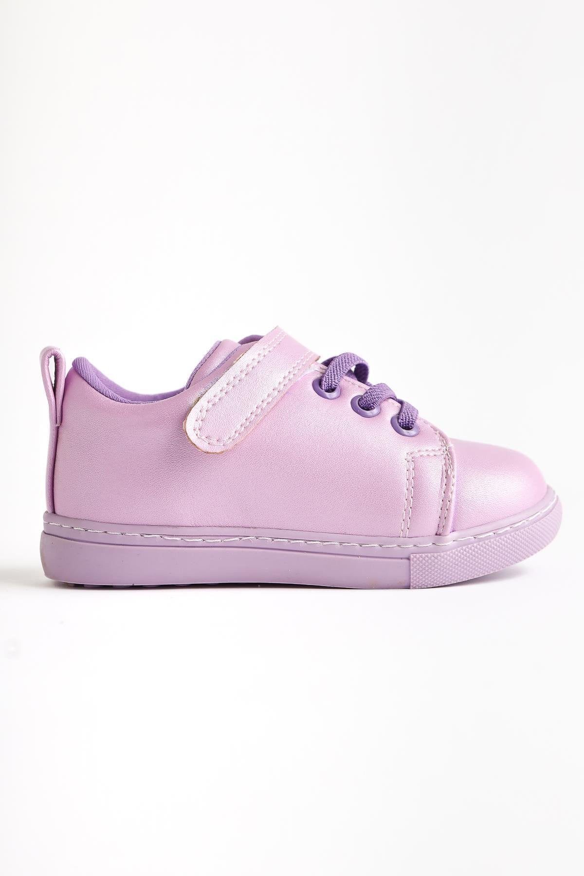 Daisy Lilac Lace-Up Sneakers with Velcro Detail for Babies