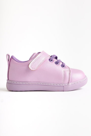 Daisy Lilac Lace-Up Sneakers with Velcro Detail for Babies
