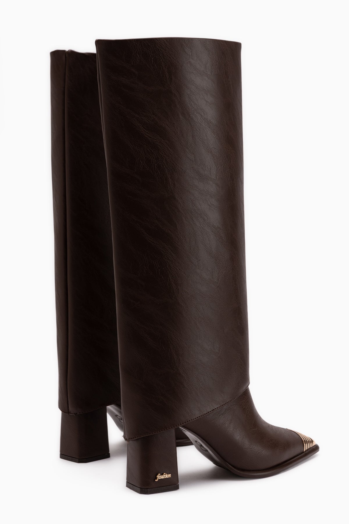 Lacy Brown Removable Cuff 2-in-1 Heeled Women’s Boots & Knee-Highs
