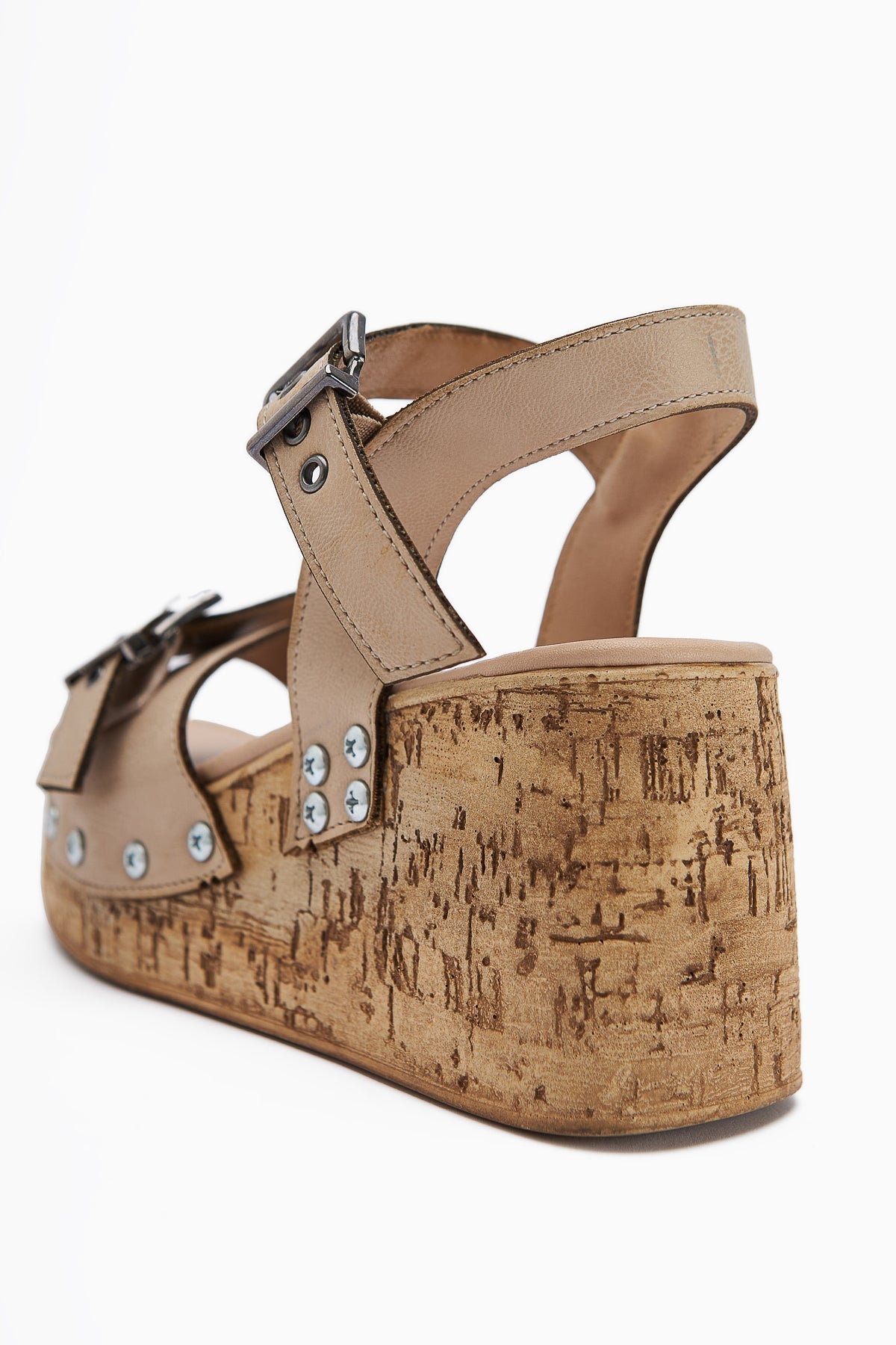 Jenni Beige Platform Heeled Sandals with Screw Detail for Women