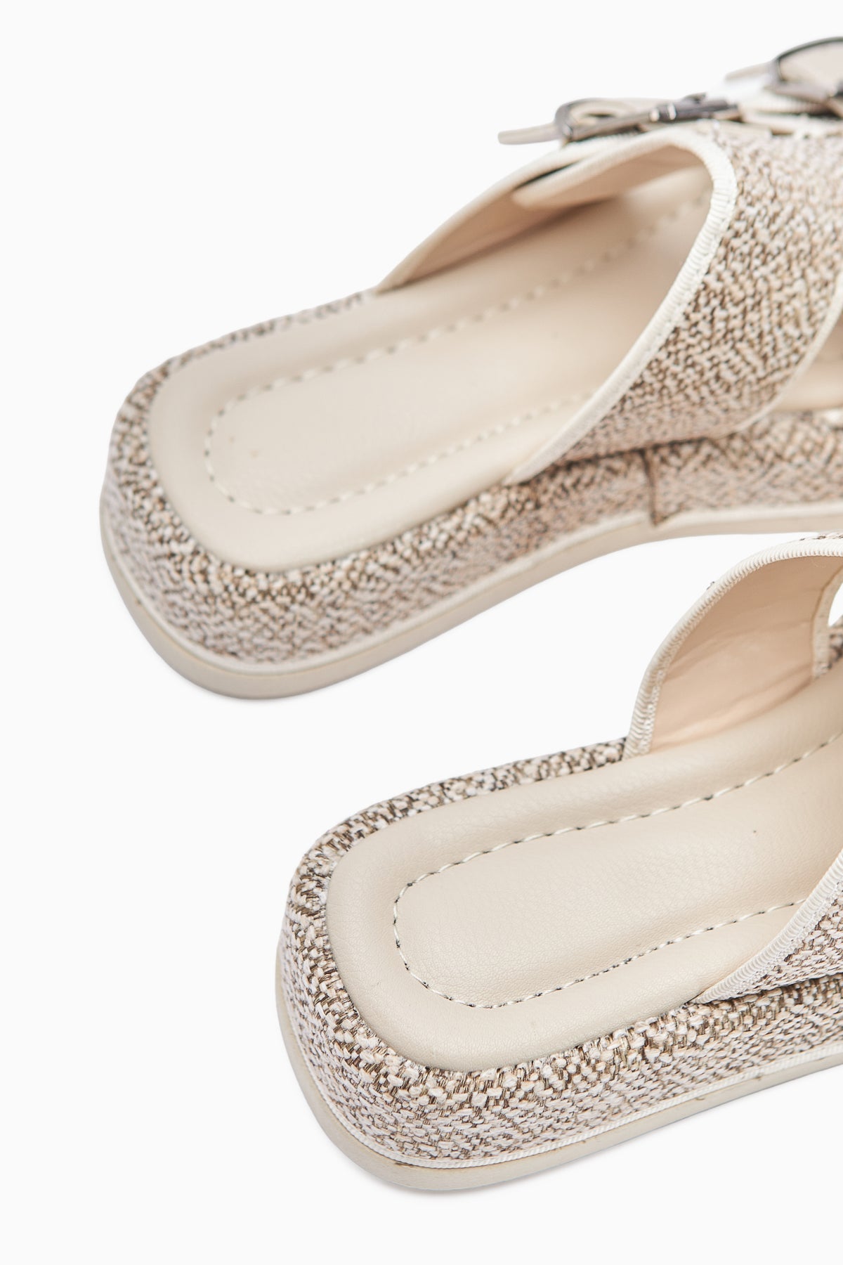 Madina – Beige Double-Strap Belted Slide (Women)