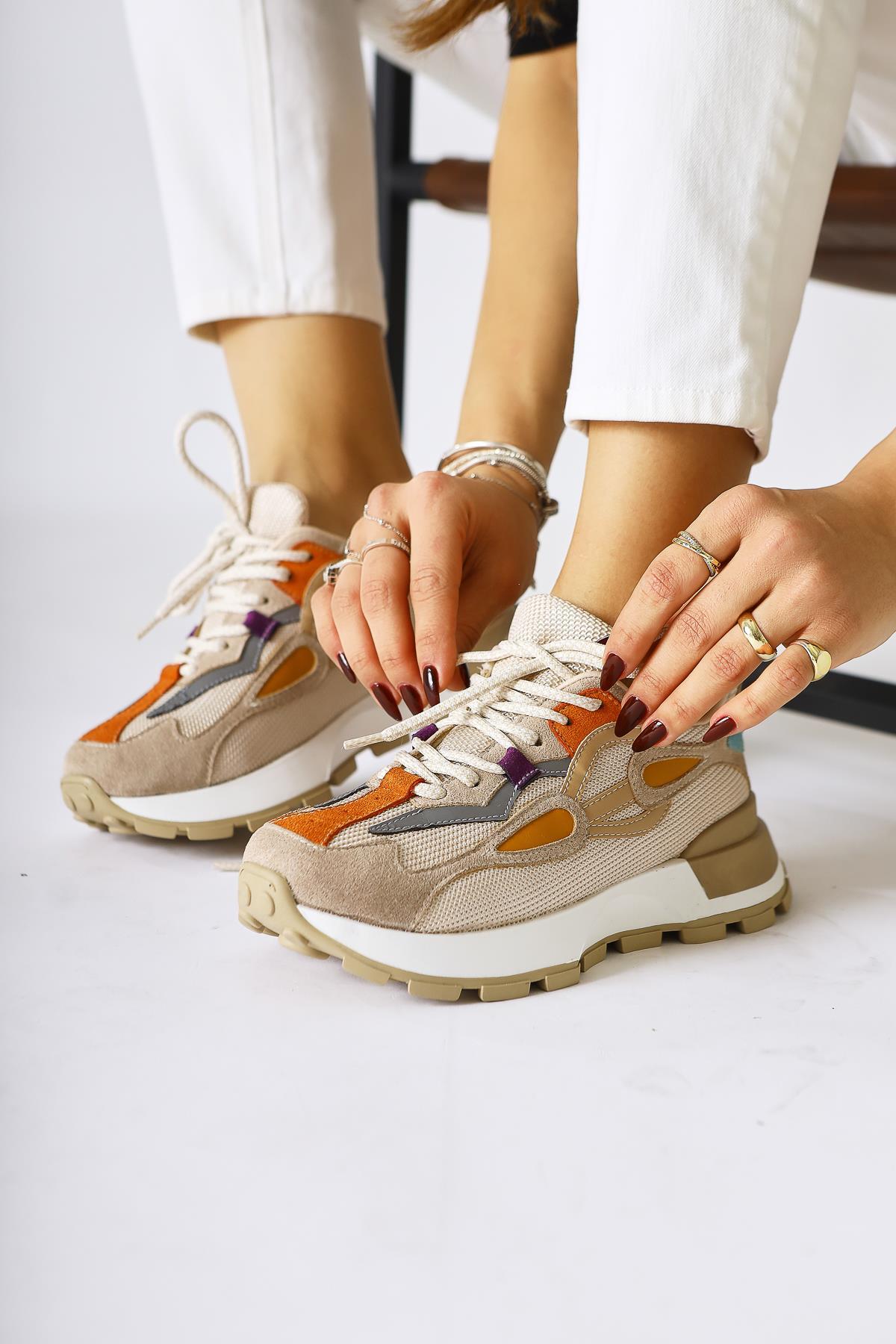 Bisera Nude Knit-Suede Athletic Shoes