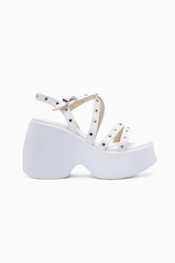 Ying White Strappy Platform Heels Women's Sandals