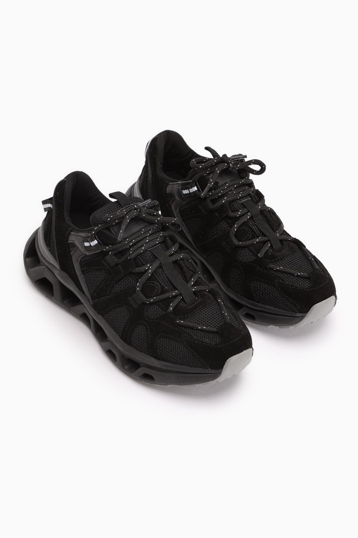 Raisa Genuine Leather Black Suede Mesh Detailed Women’s Sneakers