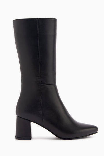 Elda Genuine Leather Black Heeled Women’s Boots