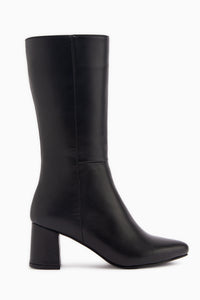 Elda Genuine Leather Black Heeled Women’s Boots