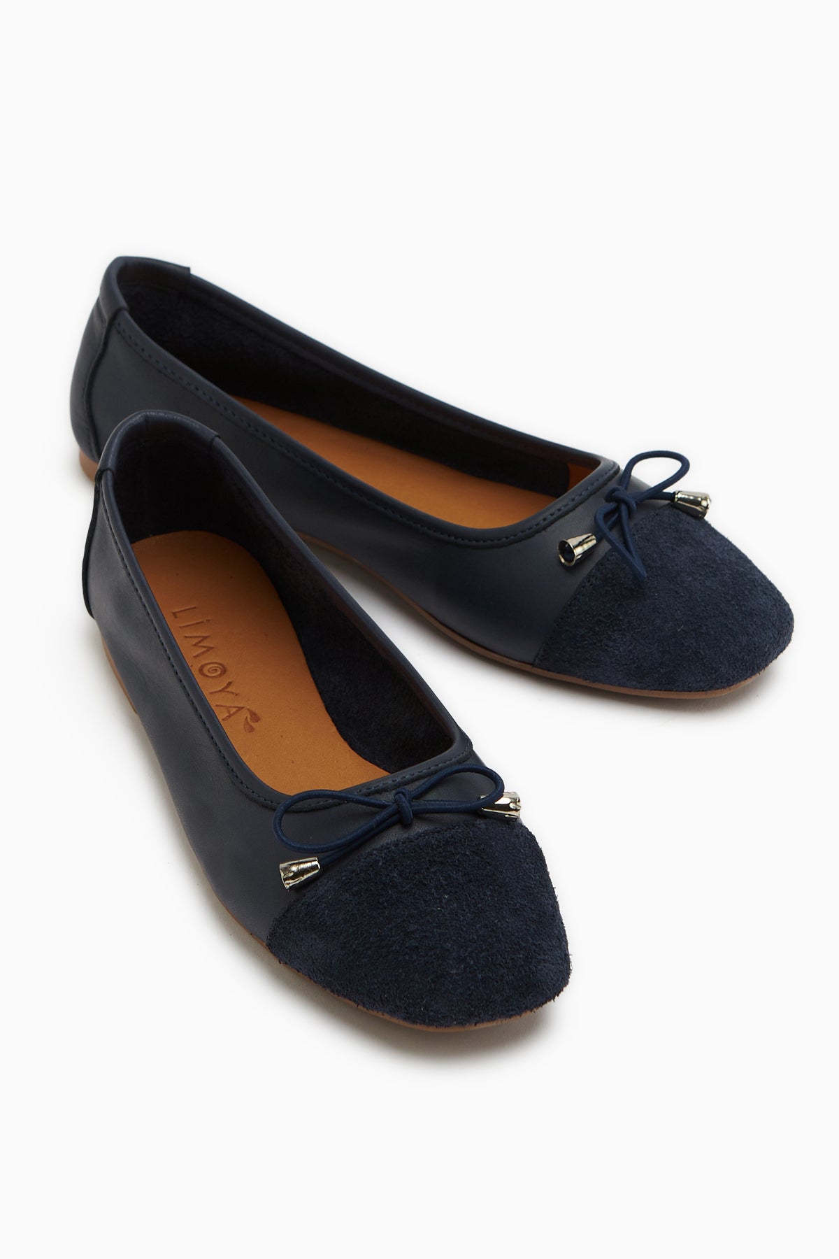 Anjela Genuine Leather Navy Bow Detailed Women’s Ballet Flats