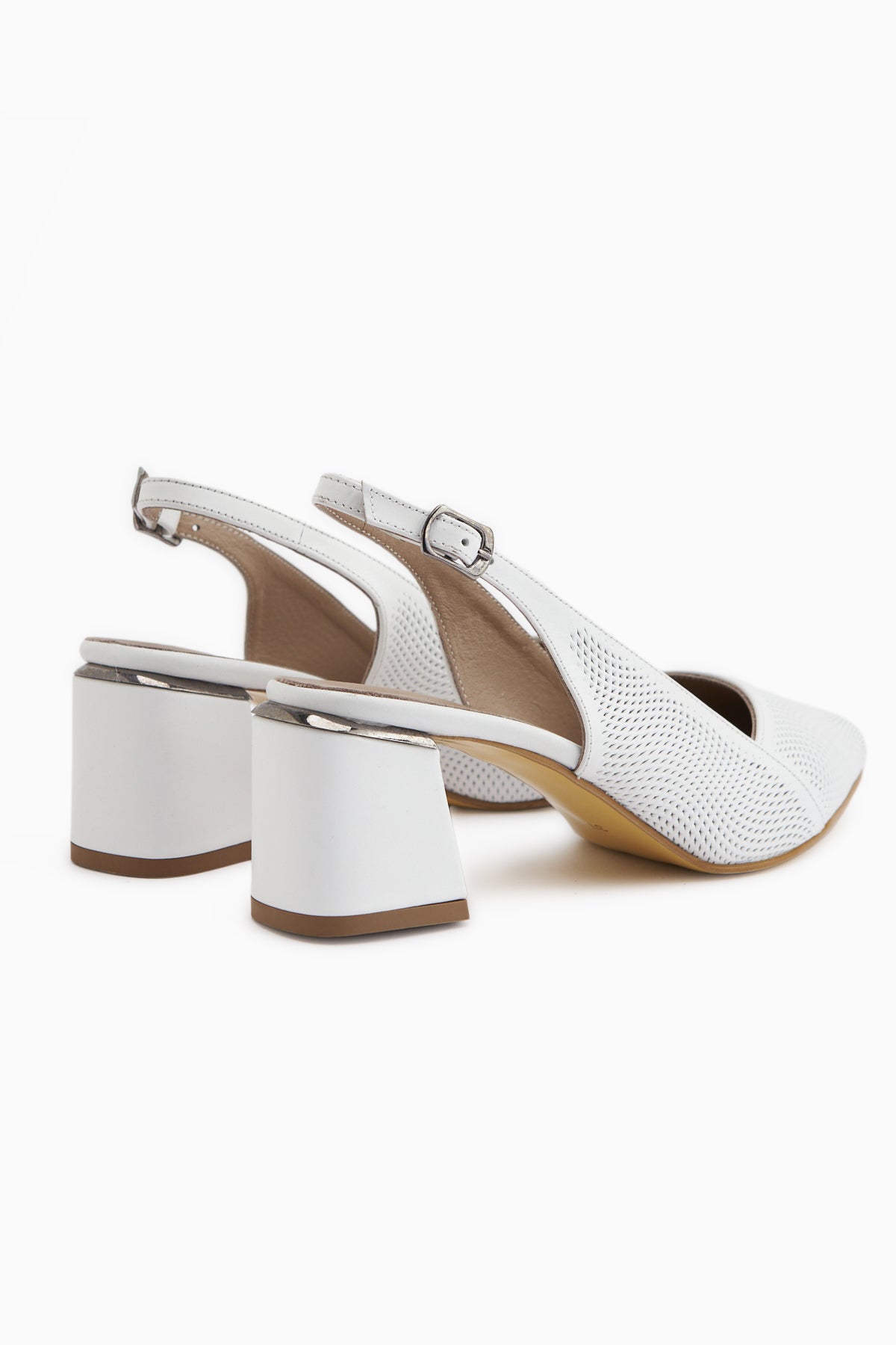 Donia Genuine Leather White Heeled Women’s Sandal