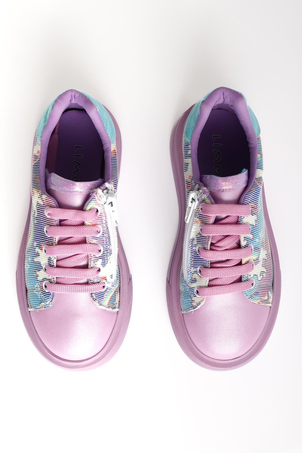 Gea Lilac Unicorn Print Kids' Athletic Shoes