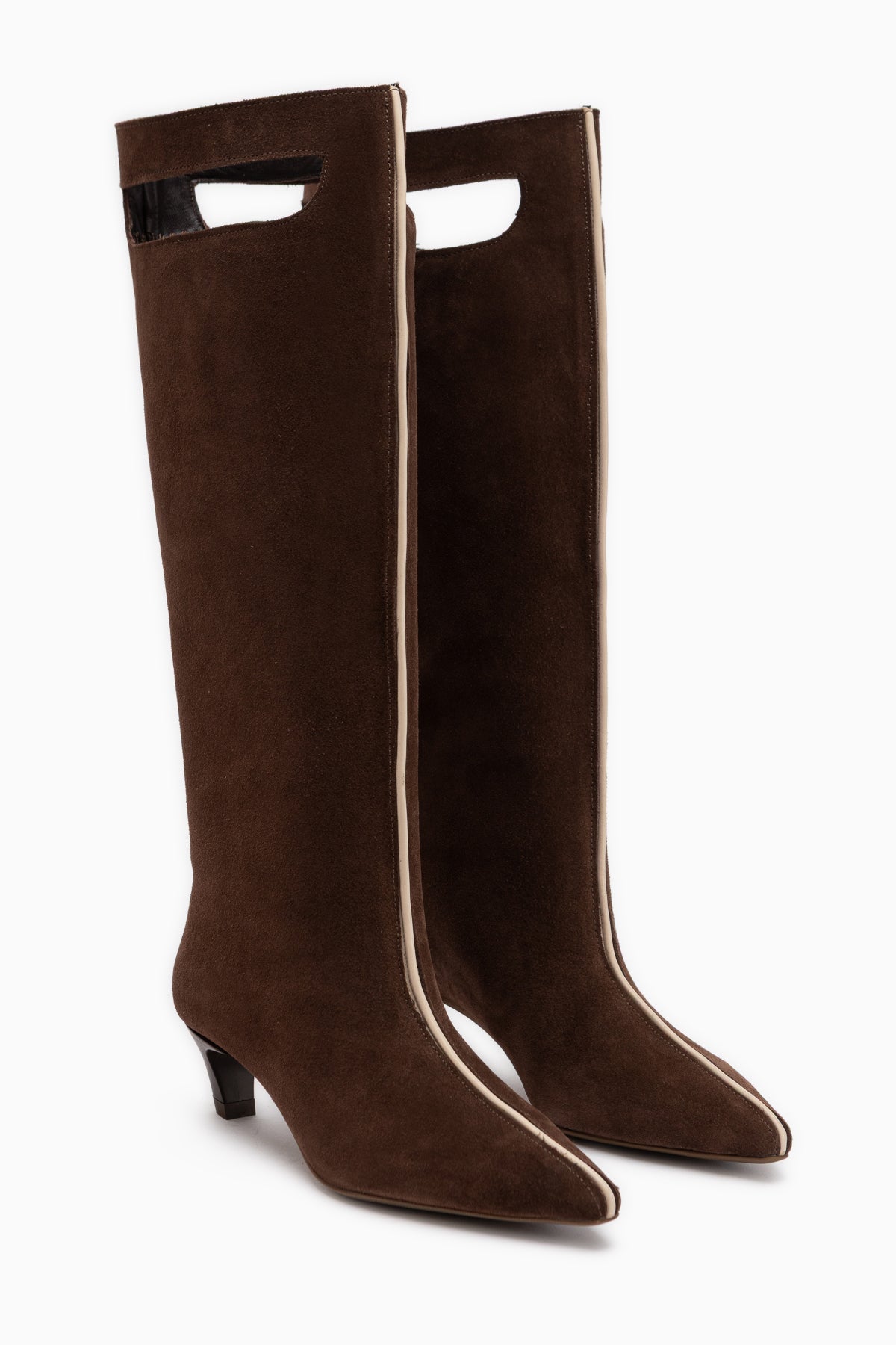 Gena Genuine Leather Brown Suede Short Heeled Women’s Boots