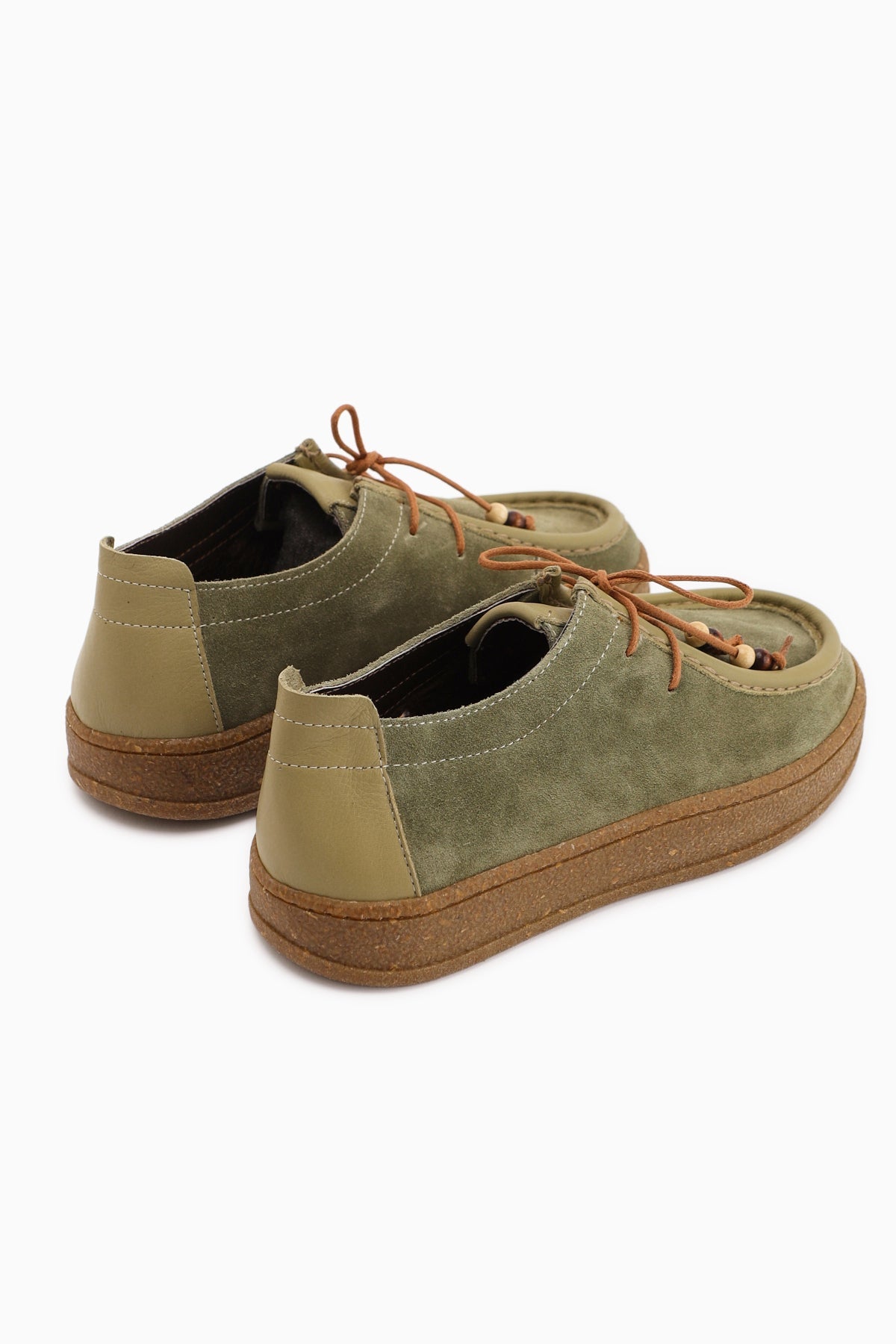 Polin Genuine Leather Khaki Suede Lace-Up Daily Loafer Shoe