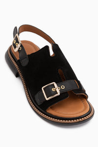 Cilia Genuine Leather Black Suede Buckle Detailed Women’s Sandal