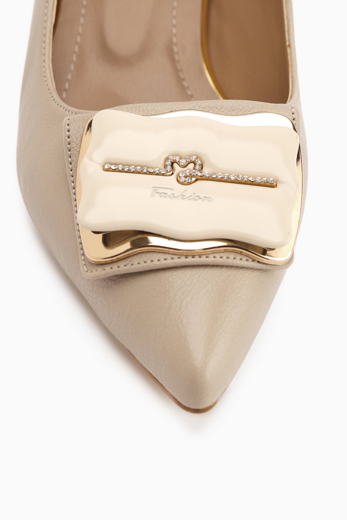 Judita – Beige Buckle-Detail Heeled Shoe (Women)