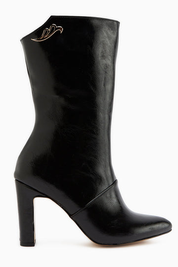 Aria – Black Heeled Knee-High Boot (Women)