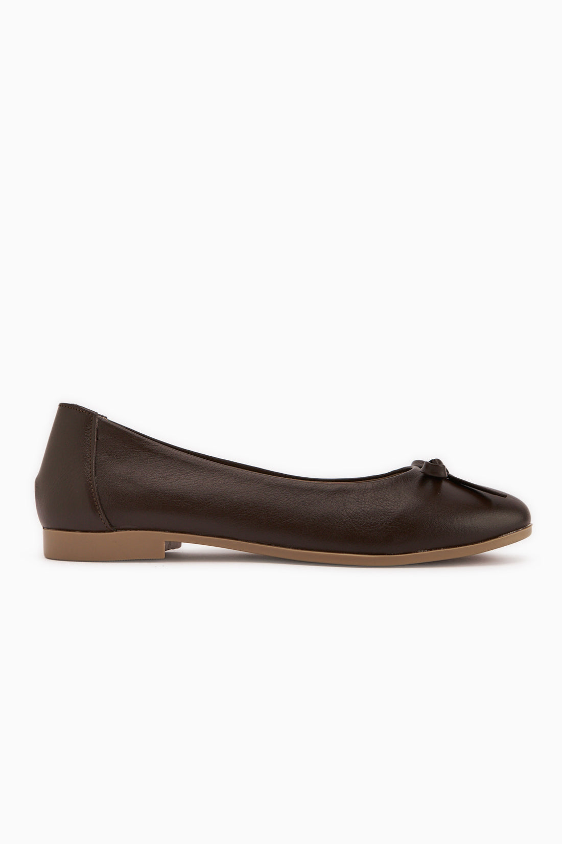 Holly Genuine Leather Brown Bow Women’s Ballet Flats